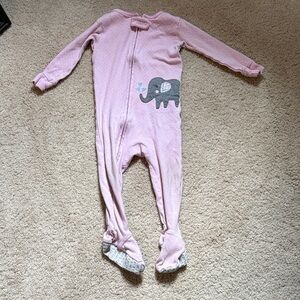 Pink Elephant Footed One-Piece Pajamas for Kids